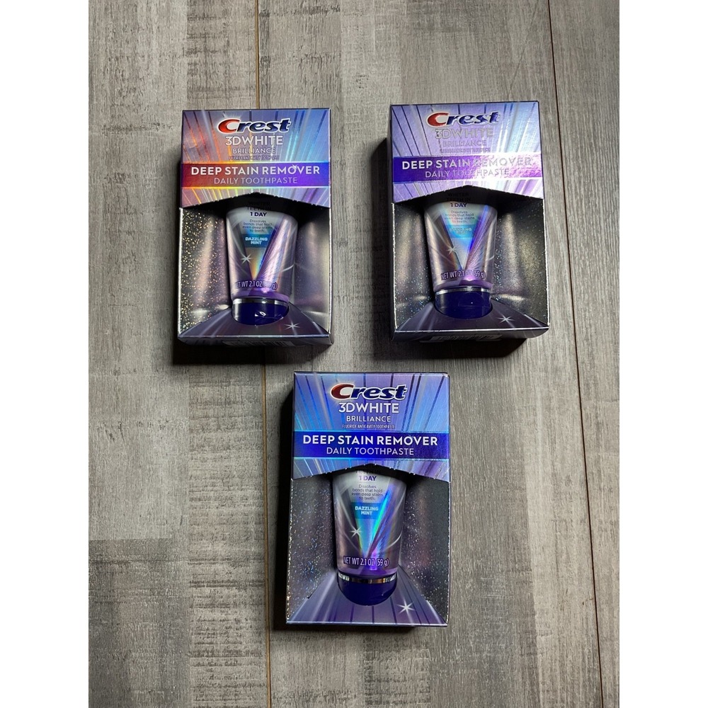 Crest 3D White Brilliance Deep Stain Remover Toothpaste Dazzling Mint 2.1oz 3pk